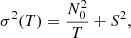 $$ \begin{aligned} \sigma ^2(T) = \frac{N_0^2}{T} + S^2, \end{aligned} $$