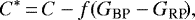 \begin{equation*}{C^{\ast}}\,{=}\,C-f({G_{\textrm{BP}}-G_{\textrm{RP}}}\!), \end{equation*}