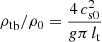 $ {\rho_{\mathrm{t}}}_{\mathrm{b}}/\rho_0=\frac{4\,c^2_{\mathrm{s0}}}{g \pi\,l_{\mathrm{t}}} $