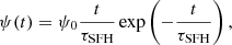 $$ \begin{aligned} \psi (t)=\psi _0 \frac{t}{\tau _{\rm SFH}}\exp \left(-\frac{t}{\tau _{\rm SFH}}\right), \end{aligned} $$