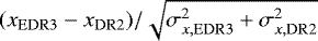 ${(x_{\rm{EDR3}}-x_{\rm{DR2}})/\sqrt{\sigma_{x,\rm{EDR3}}^2+\sigma_{x,\rm{DR2}}^2}}$