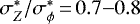 $\sigma^*_{Z}/\sigma^*_{\phi}\,{=}\, 0.7{-}0.8$