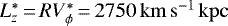 ${L_z^*}\,{=}\,R{V_{\phi}^*}\,{=}\,2750{\,\mathrm{km\,s^{-1}}}{\,\mathrm{kpc}}$