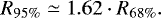 \begin{equation*}R_{95\%} \simeq 1.62 \cdot R_{68\%} \mathrm{.} \end{equation*}