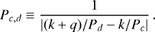 \begin{equation*}P_{c,d} \equiv \frac{1}{|(k+q)/P_d - k /P_c|}\,. \end{equation*}