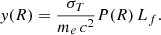 $$ \begin{aligned} { y}(R) = \frac{\sigma _T}{m_e \, c^2} P (R) \, L_f. \end{aligned} $$
