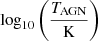 $ \log_{10}{\left(\frac{T_{\mathrm{AGN}}}{\mathrm{K}}\right)} $
