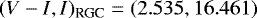 $(V-I, I)_{\textrm{RGC}}=(2.535, 16.461)$