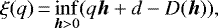 \begin{equation*}\xi(q)\,{=}\,\underset{{\bm h} > 0}{\operatorname{inf}} (q {\bm h} + d - D({\bm h})), \end{equation*}