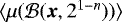 $\langle \mu({\cal B}({\bm x}, 2^{1-n})) \rangle$