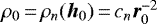 $\rho_0\,{=}\,\rho_n({\bm h}_0)\,{=}\,c_n{\bm r}_0^{-2}$