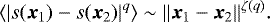 \begin{equation*}\langle | s({\bm x}_1) - s({\bm x}_2) |^q \rangle \sim \| {\bm x}_1 - {\bm x}_2 \|^{\zeta (q)}. \end{equation*}