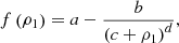 $$ \begin{aligned} f\left(\rho _{1}\right)=a-\frac{b}{\left(c+\rho _{1}\right)^d}\text{,} \end{aligned} $$