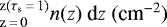 ${{}^{\textrm{z}(\tau_{\textrm{s}} \,{=}\,1)}_{\textrm{z}\,{=}\,0} n(z)~\textrm{d}z ~(\textrm{cm}^{-2})}$