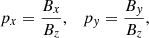 $$ \begin{aligned} p_x=\frac{B_x}{B_z}, \quad p_{ y}=\frac{B_{ y}}{B_z}, \end{aligned} $$