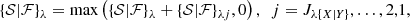 $$ \begin{aligned} \{\mathcal{S} |\mathcal{F} \}_{{\lambda }} = \max \left(\{\mathcal{S} |\mathcal{F} \}_{{\lambda }} + \{\mathcal{S} |\mathcal{F} \}_{{\lambda }{j}},0\right), \,\,\, {j = J_{{\lambda }\{{X}|{Y}\}},\dots ,2,1}, \end{aligned} $$