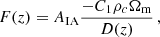 $$ \begin{aligned} F(z) = A_{\mathrm{IA} } \frac{-C_1\rho _{c}\Omega _{\rm m}}{D(z)} \, , \end{aligned} $$