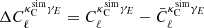 $ \Delta C_{\ell}^{\kappa_{\mathrm{C}}^{\mathrm{sim}}\gamma_{{E}}} = C_{\ell}^{\kappa_{\mathrm{C}}^{\mathrm{sim}}\gamma_{{E}}} - \bar{C}_{\ell}^{\kappa_{\mathrm{C}}^{\mathrm{sim}}\gamma_{{E}}} $