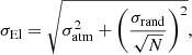 $$ \begin{aligned} \sigma _{\rm El} = \sqrt{\sigma ^2_{\rm atm}+\left(\frac{\sigma _{\rm rand}}{\sqrt{N}}\right)^2}, \end{aligned} $$