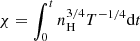 $ \chi = \int_0^t n_\mathrm{H}^{3/4} T^{-1/4} {\rm d}t $