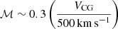 $ \mathcal{M} \sim 0.3 \left(\frac{V_{\mathrm{CG}}}{500\,\mathrm{km\,s}^{-1}}\right) $