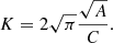 $$ \begin{aligned} K=2\sqrt{\pi }\frac{\sqrt{A}}{C}.\end{aligned} $$