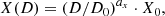 $$ \begin{aligned} X(D) = (D/D_0)^{a_x} \cdot X_0, \end{aligned} $$