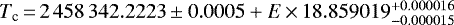 $T_{\textrm{c}}\,{=}\,2\,458\,342.2223\pm0.0005 + E\,{\times}\,18.859019^{+0.000016}_{-0.000015}$