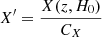 $ X^\prime=\dfrac{X(z,H_0)}{C_{X}} $