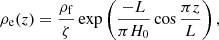 $$ \begin{aligned} \rho _{\rm e}(z) = \frac{\rho _{\rm f}}{\zeta } \exp \left( \frac{-L}{\pi H_0} \cos \frac{\pi z}{L} \right), \end{aligned} $$