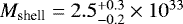 $M_{\textrm{shell}}=2.5_{-0.2}^{&#x002B;0.3}\times10^{33}$