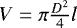 $V = \pi \frac{D^2}{4} l$