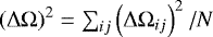 $\left(\Delta \Omega\right)^2 = \sum_{ij} \left(\Delta \Omega_{ij} \right)^2/N$