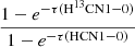 $ \frac{1-e^{-\tau(\mathrm{H^{13}CN}1{-}0)}}{1-e^{-\tau(\mathrm{HCN}1{-}0)}} $