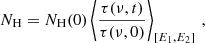 $$ \begin{aligned} N_{\rm H} = N_{\rm H} (0) \left\langle \frac{\tau (\nu ,t)}{\tau (\nu ,0)} \right\rangle _{[E_1,E_2]}\,, \end{aligned} $$