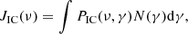 $$ \begin{aligned} J_{\rm IC}(\nu ) = \int P_{\rm IC}(\nu ,\gamma )N(\gamma )\mathrm{d}\gamma , \end{aligned} $$