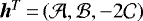 $\vec{h}^T\,{=}\,(\mathcal{A},\mathcal{B}, -2\mathcal{C})$