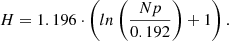 $$ \begin{aligned} H = 1.196\cdot \left(ln\left(\frac{Np}{0.192}\right) +1\right) . \end{aligned} $$