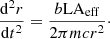 $$ \begin{aligned} \frac{\mathrm{d}^2r}{\mathrm{d}t^2} = \frac{b\mathrm{LA}_{\mathrm{eff} }}{2\pi mc r^2}\cdot \end{aligned} $$