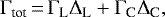\begin{equation*}{\Gamma_{\text{tot}}\,{=}\,\Gamma_{\text{L}}\Delta_{\text{L}} + \Gamma_{\text{C}}\Delta_{\text{C}}},\end{equation*}