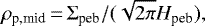 \begin{equation*}\rho_{\textrm{p,mid}}\,{=}\,\Sigma_{\textrm{peb}} /(\sqrt{2\pi} H_{\textrm{peb}}),\end{equation*}