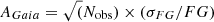 $ A_{Gaia} = \sqrt(N_{\mathrm{obs}})\times(\sigma_{FG} / FG) $