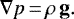 \begin{equation*} \nabla p\,{=}\,\rho\, \textbf{g}.\end{equation*}