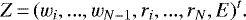 \begin{displaymath} Z\,{=}\,(w_{i},...,w_{N-1},r_{i},...,r_{N},E)^{t}. \end{displaymath}