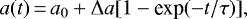 \begin{equation*}a(t)\,{=}\,a_0&#x002B;\Delta a[1-\textrm{exp}(-t/\tau)] ,\end{equation*}