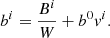 $$ \begin{aligned}&b^i = \frac{B^i}{W} + b^0 { v}^i. \end{aligned} $$