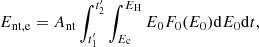 $$ \begin{aligned} E_{\rm nt,e}=A_{\rm nt}\int _{t_1^\prime }^{t_2^\prime } \int _{E_{\rm c}}^{E_{\rm H}}E_0F_0(E_0){\mathrm{d}E_0\mathrm{d}t}, \end{aligned} $$