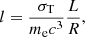 $$ \begin{aligned} l = \frac{\sigma _\mathrm{T} }{m_\mathrm{e} c^3} \frac{L}{R} ,\end{aligned} $$
