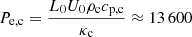 $$ \begin{aligned} P_{\mathrm{e,c}} = \frac{L_{0}U_{0}\rho _{\mathrm{c}}c_{\mathrm{p,c}}}{\kappa _{\mathrm{c}}} \approx 13\,600 \end{aligned} $$