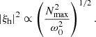 $$ \begin{aligned} |\xi _{\rm h}|^2 \propto \left(\frac{N_{\mathrm{max} }^2}{\omega _0^2}\right)^{1/2}. \end{aligned} $$